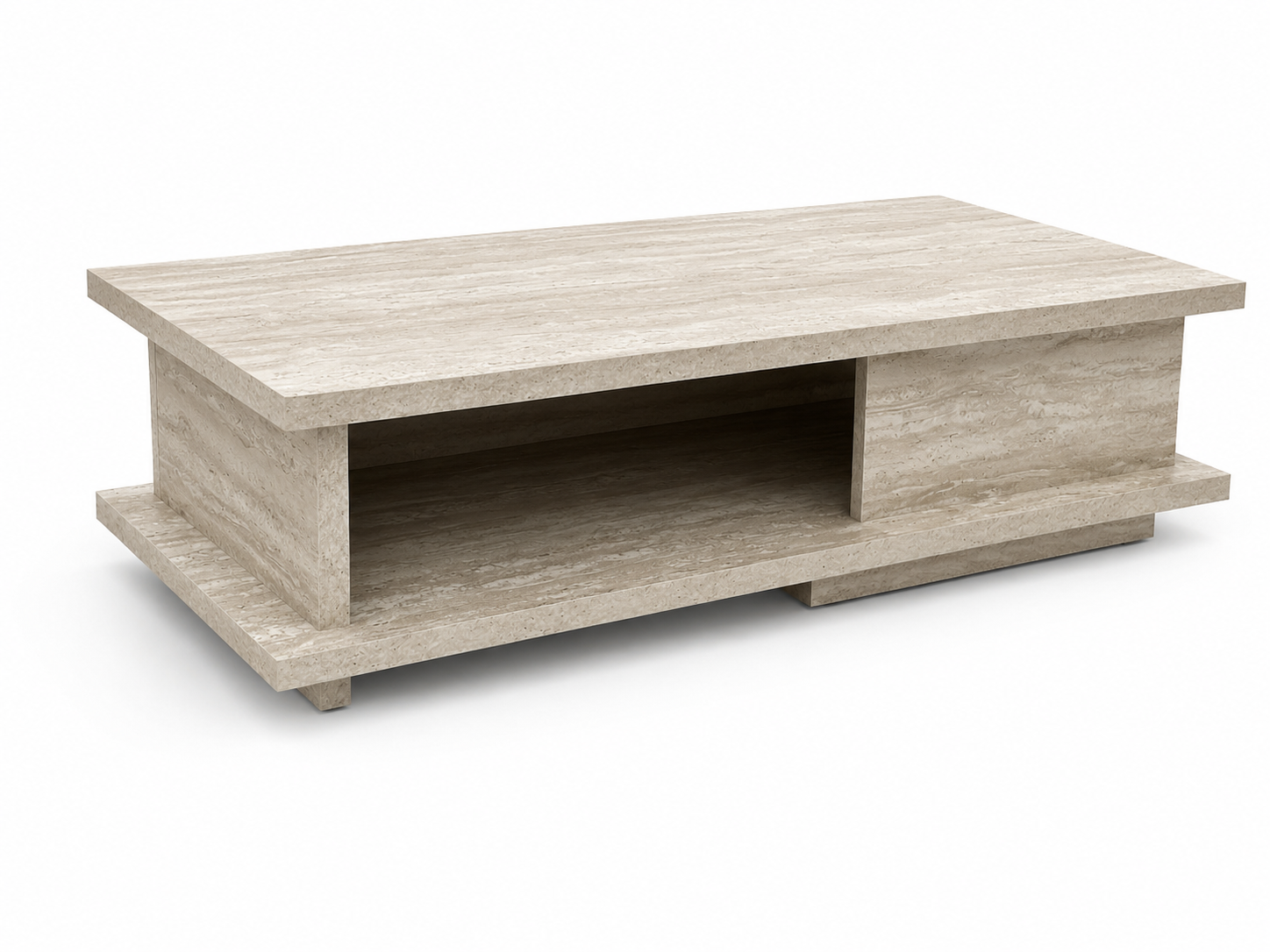 Wooden coffee table with a light finish on a white background