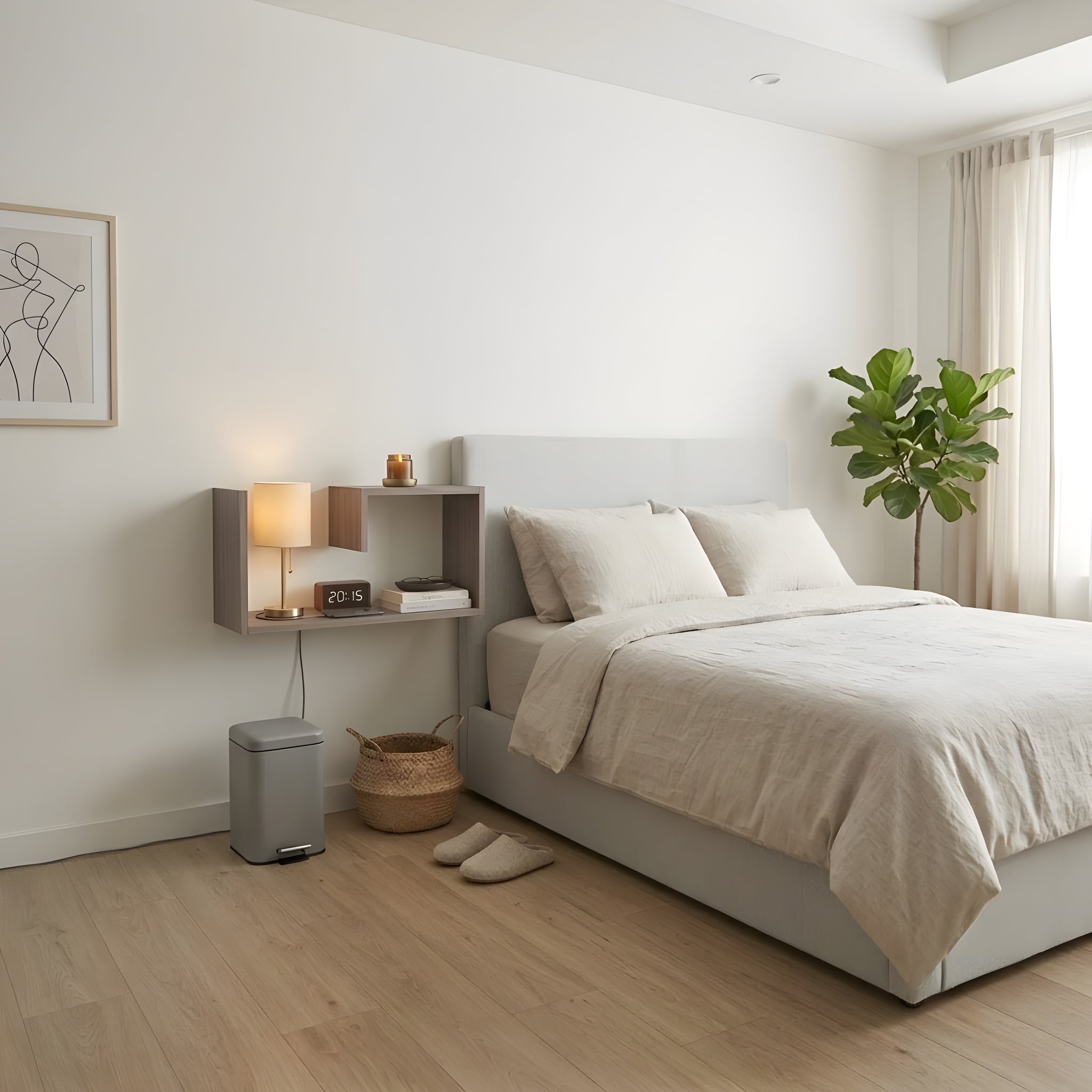 Wall-Mounted Floating Bedside Shelf