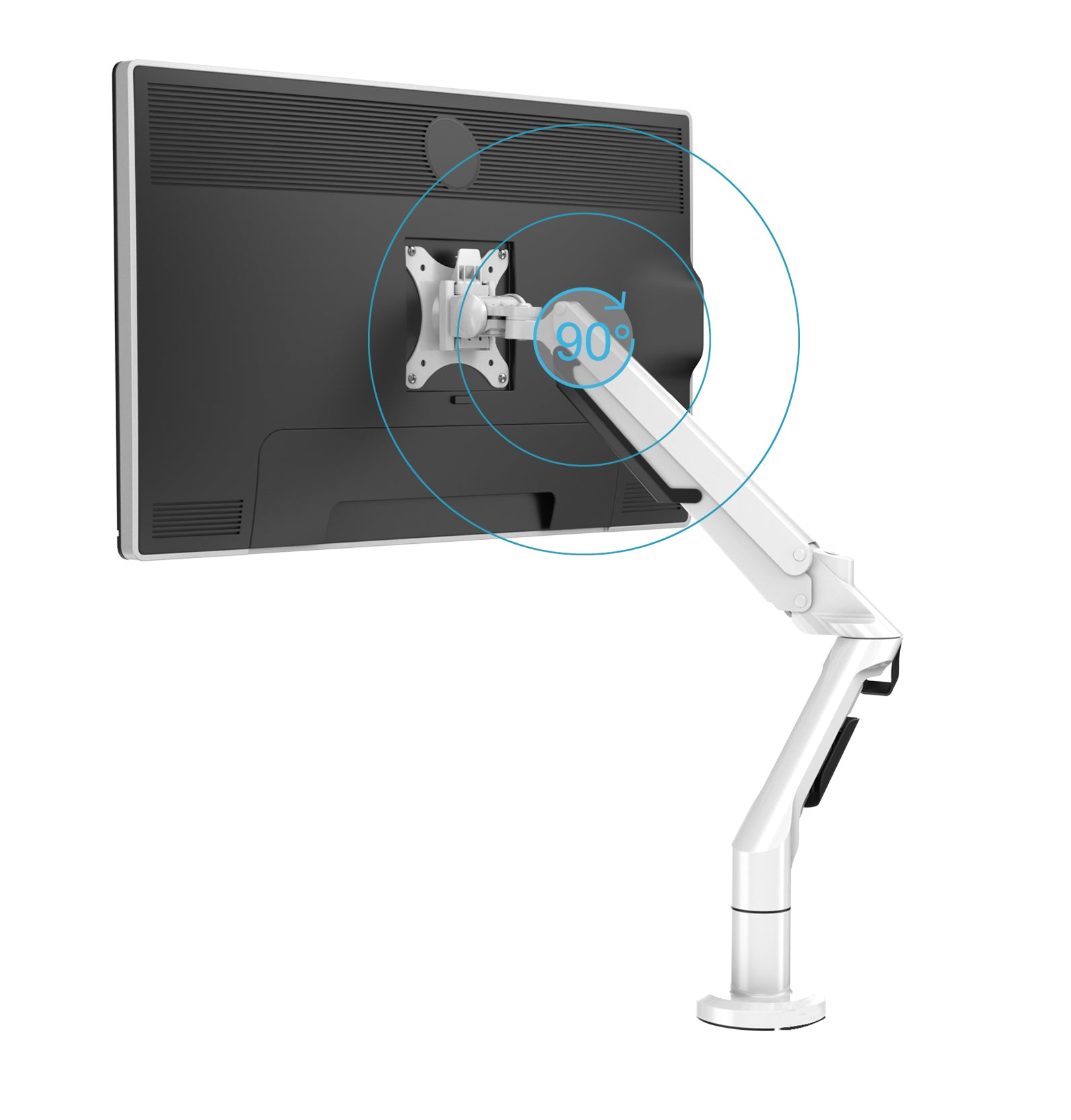 Monitor stand with a monitor on a white background