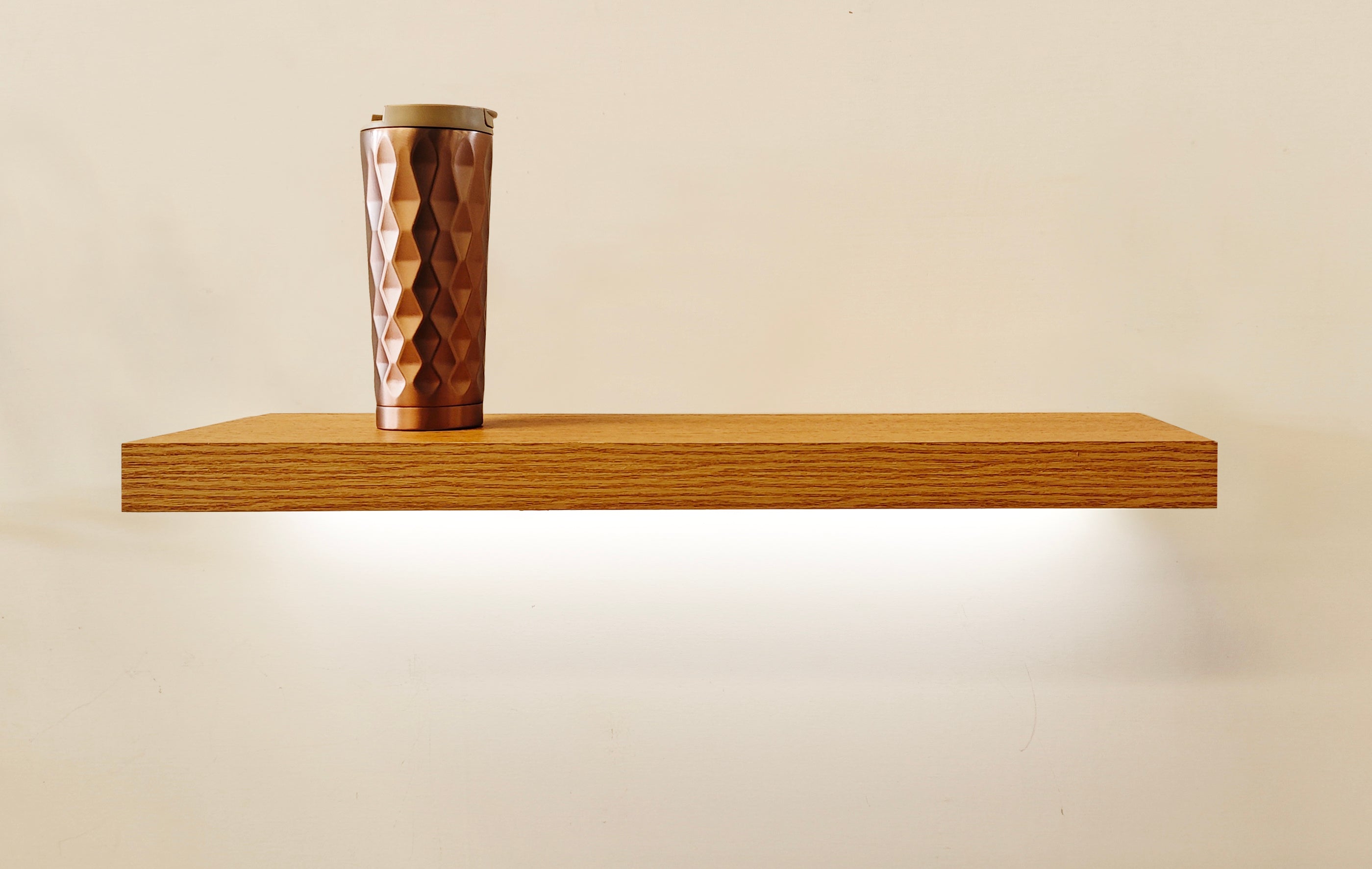 Zynix Floating Wall Shelf 60cm – LED Light, Yellow Oak