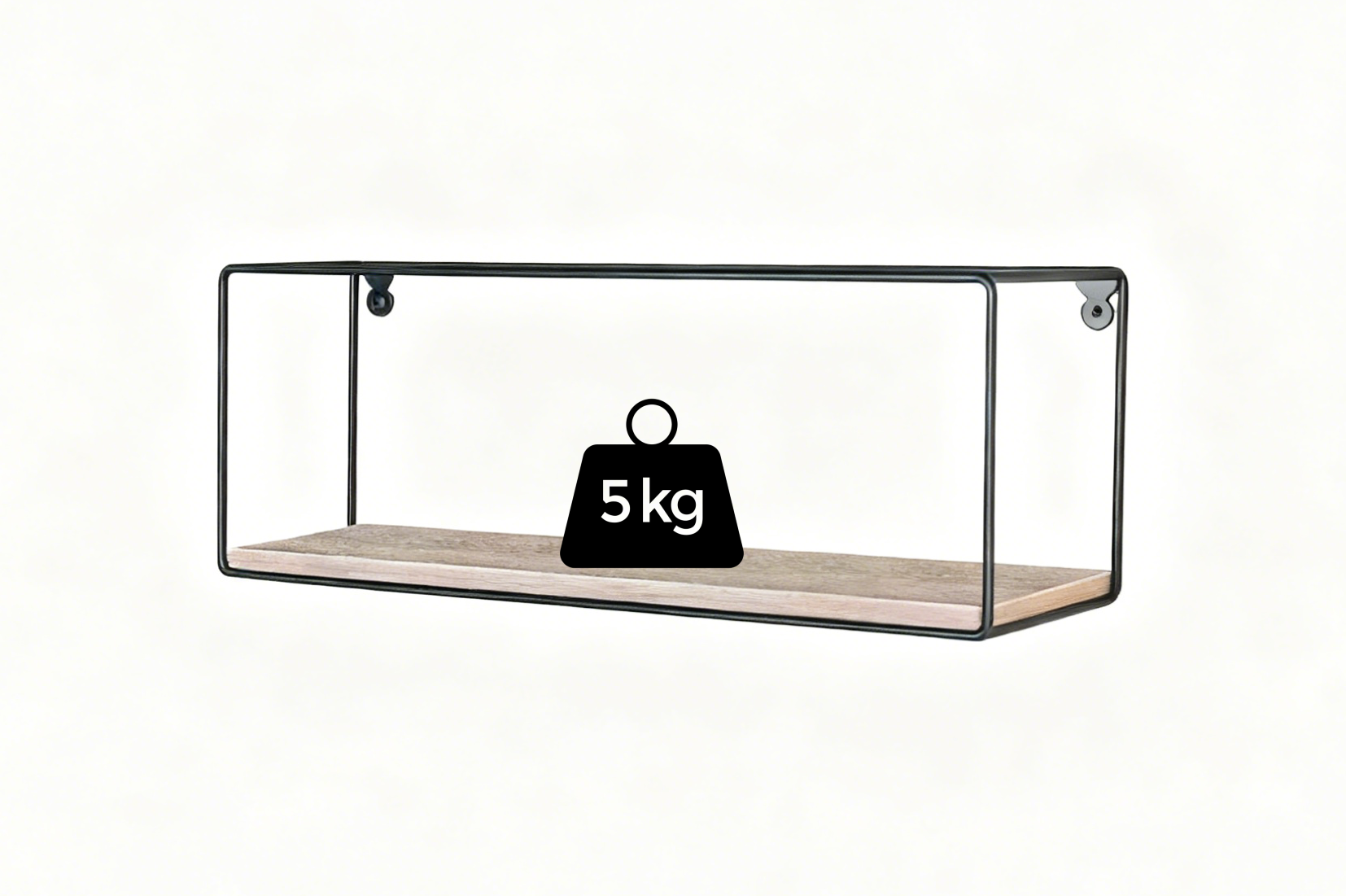 Wall-mounted shelf with a 5kg weight indicator on a white background