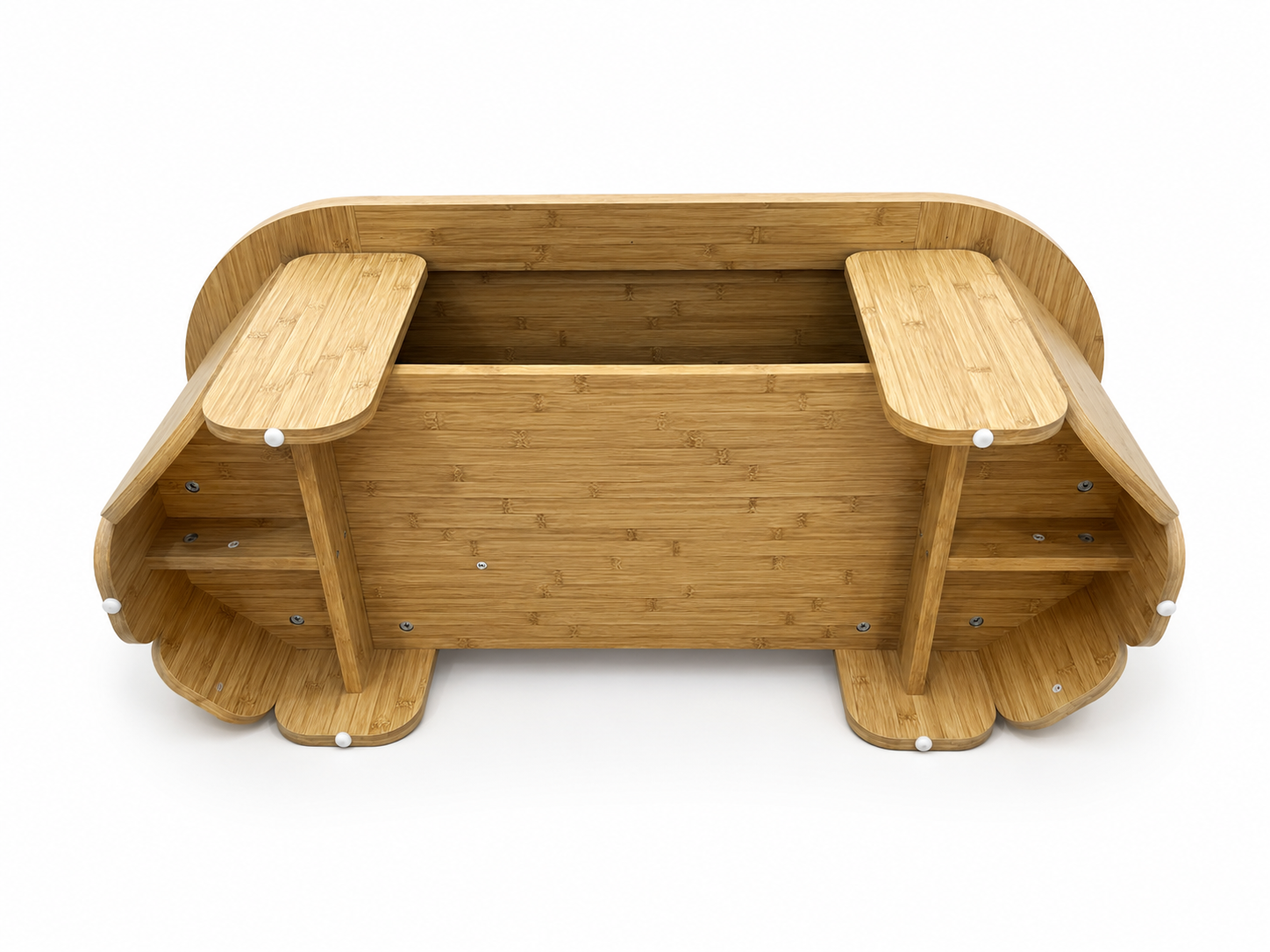 Bamboo Color Oval Coffee Table with Lower Shelf