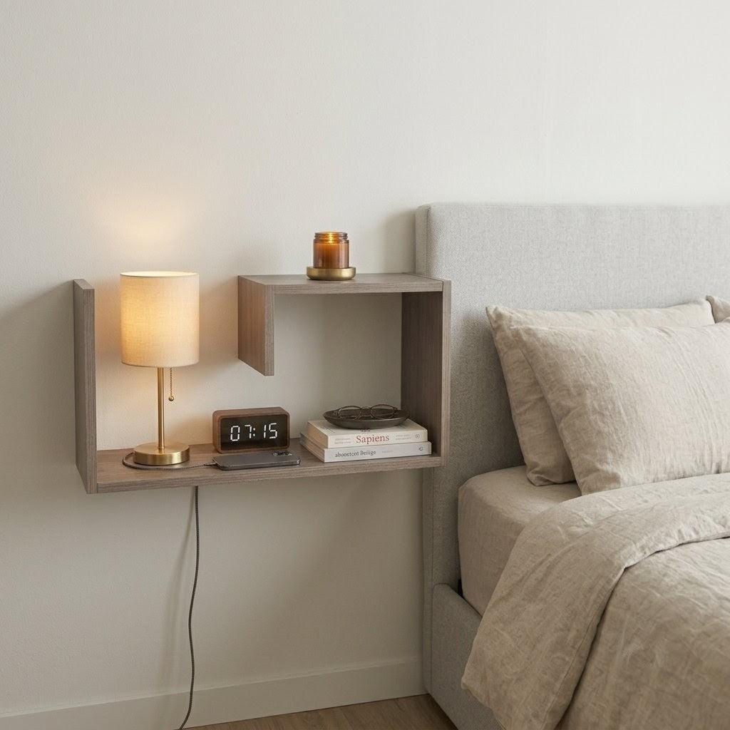 Wall-Mounted Floating Bedside Shelf