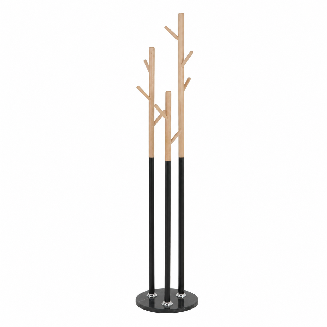 Porte-manteau Zynix sur pied en bois de hêtre avec base en marbre noir