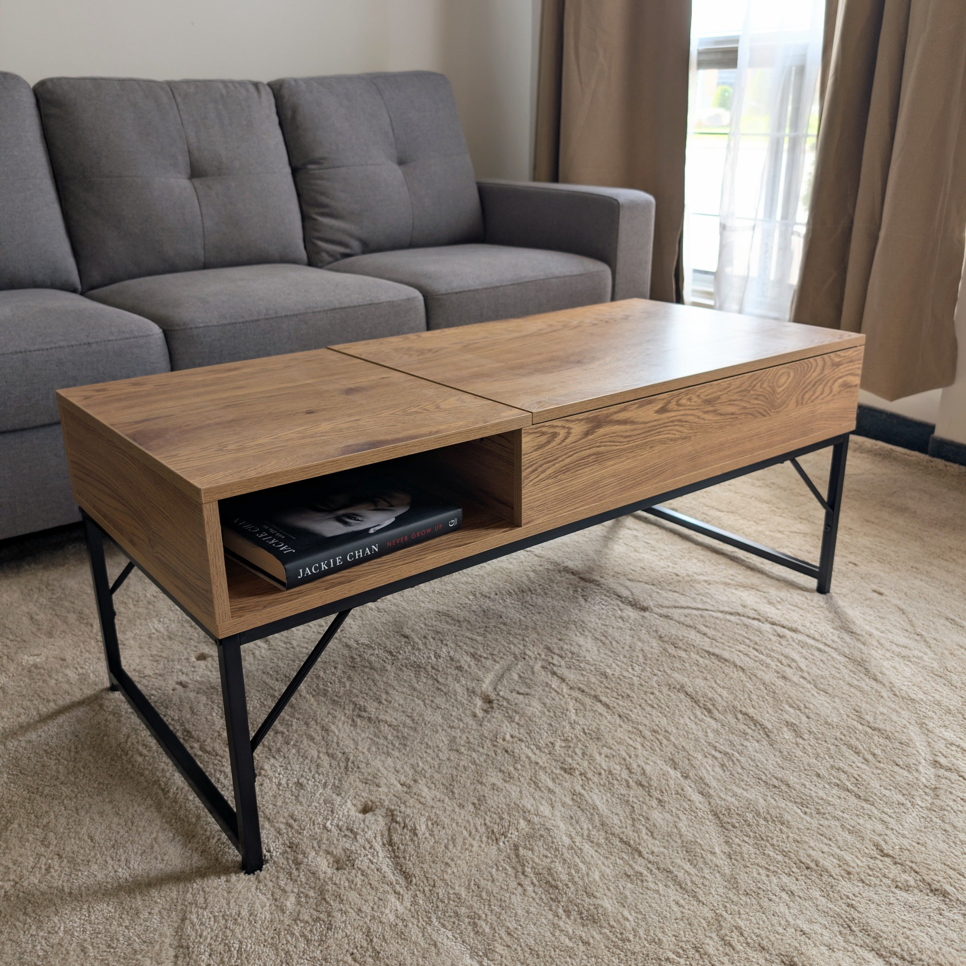Lift top coffee table front view