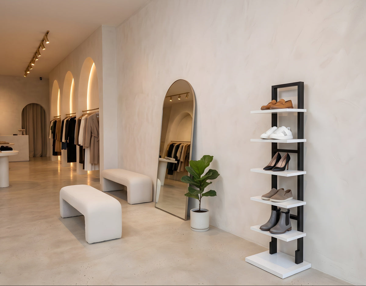 retail space with standing shelf