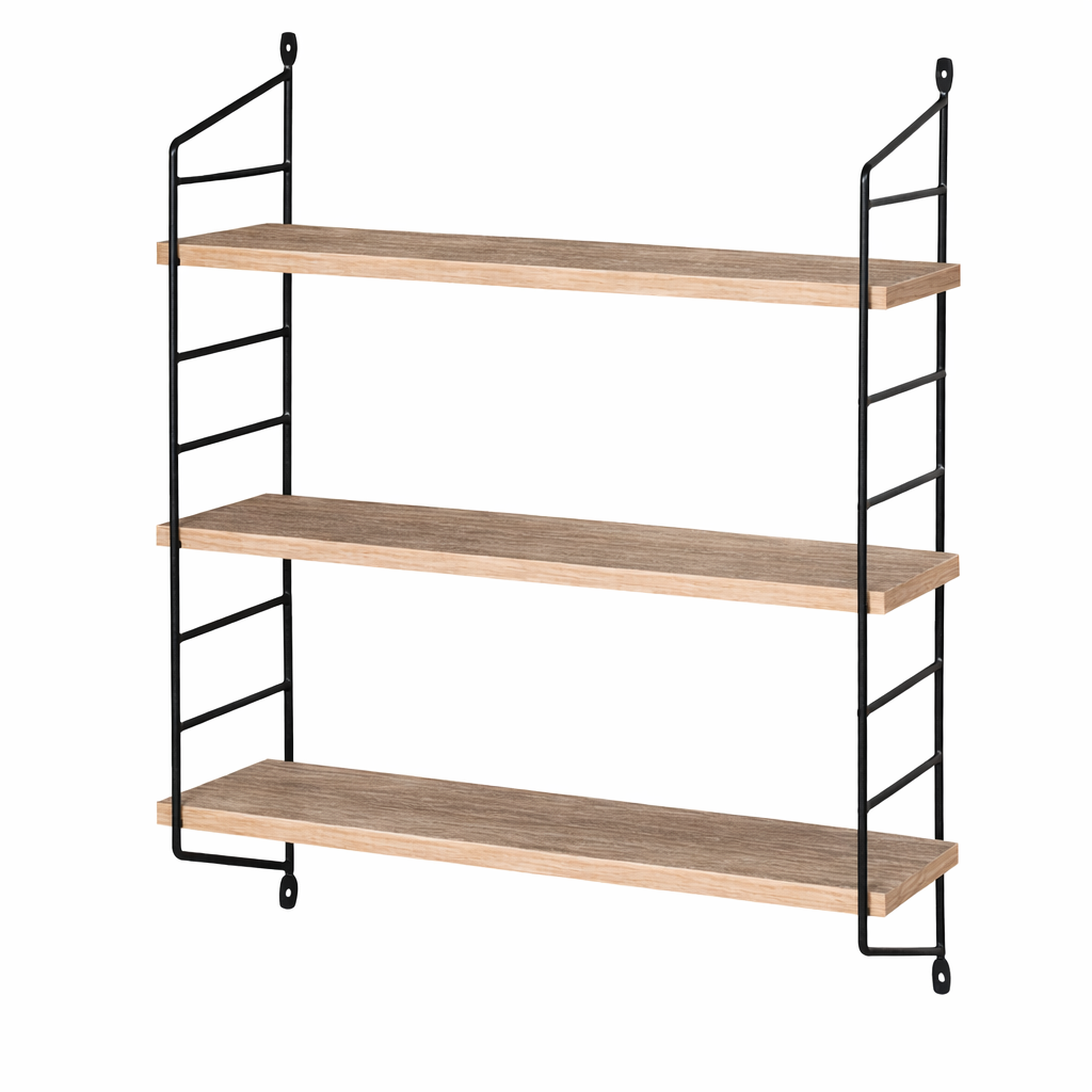 Zynix 3-Tier Wall Shelf | Modern Wood & Metal Design