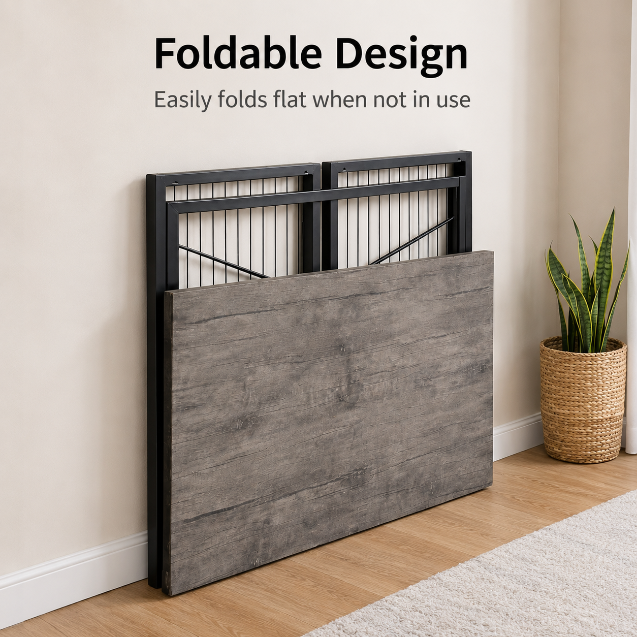 Zynix Foldable Table | Space-Saving Folding Desk & Work Table, Grey Oak
